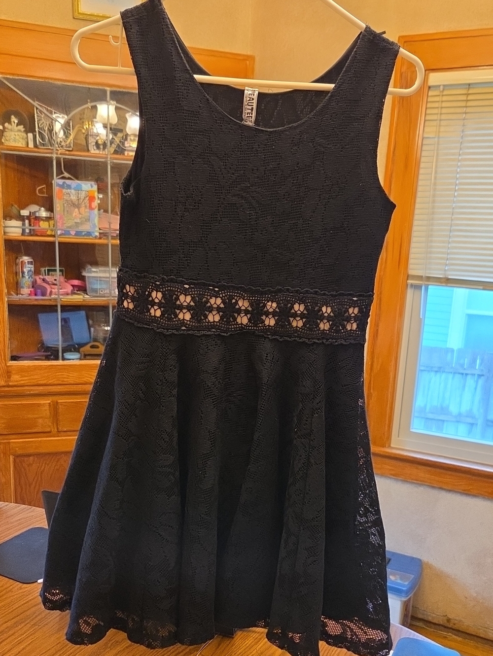 Beautees Black Lace Fit & Flare Girls' Dress